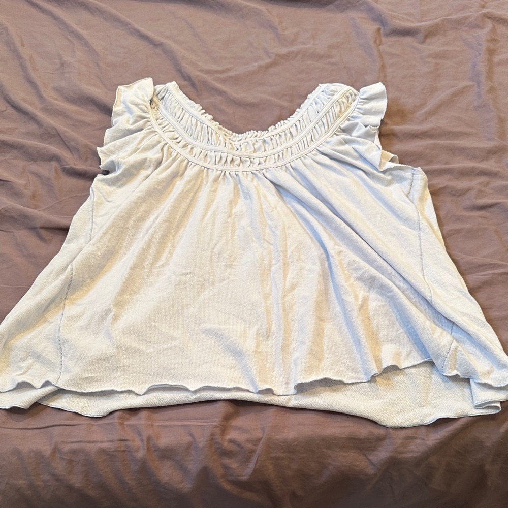 We The Free light blue Ruffled Blouse